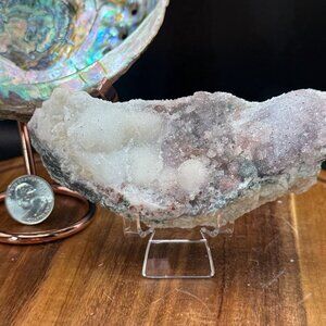 Pink Amethyst Sugar Druzy Pine Raw Specimen Crystal 272g with stand